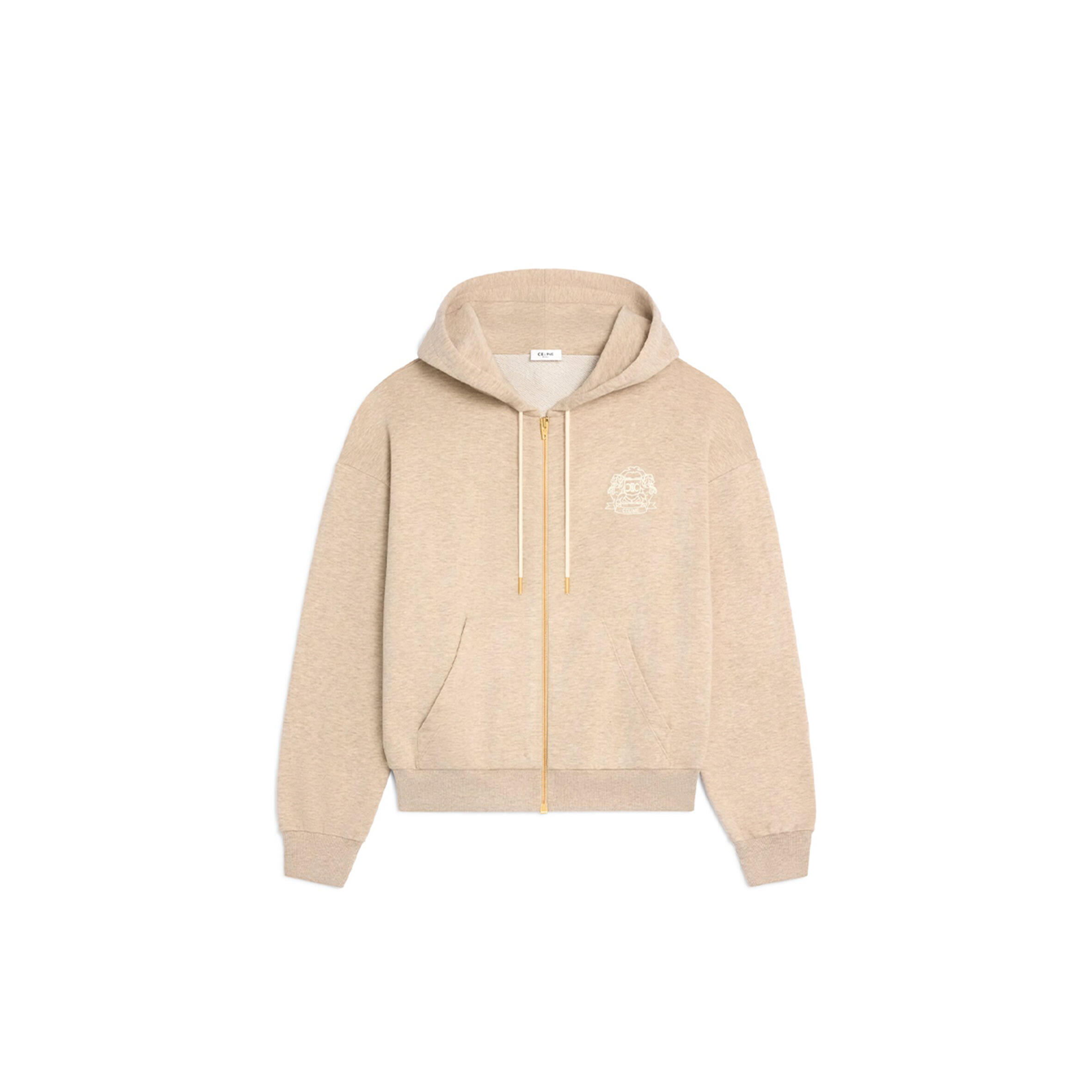 Ce1i*e zipped blason hoodie in cashmere cotton ry0fl450i.fyx9